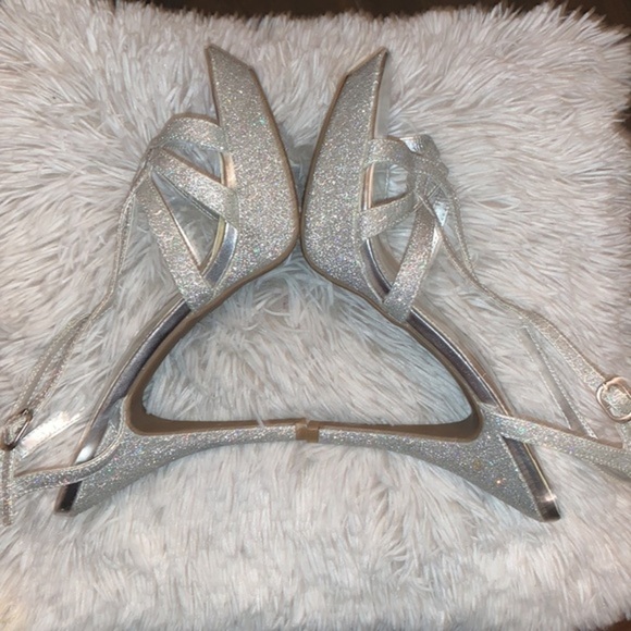 Unlisted Platform Stiletto Heels Silver Sparkle Strappy Shoes Woman’s 9.5 - Picture 10 of 14